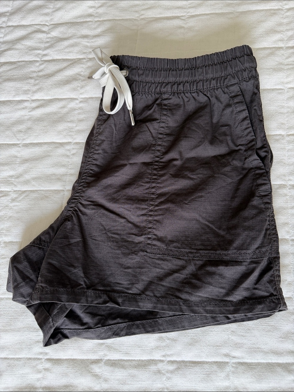 Quince Black Athletic Shorts with White Drawstring